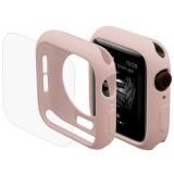 ENKAY Hat-Prince 2 in 1 TPU Semi-clad Protective Shell + 3D Full Screen PET Curved Heat Bending HD Screen Protector for Apple Watch Series 5 & 4 44mm(Pink)