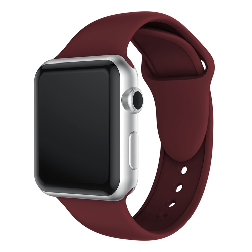 Double Rivets Silicone Watch Band for Apple Watch Series 3 & 2 & 1 42mm (Wine Red)