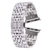 For Apple Watch 38mm Hidden Butterfly Buckle 7 Beads Stainless Steel Watchband(Silver)