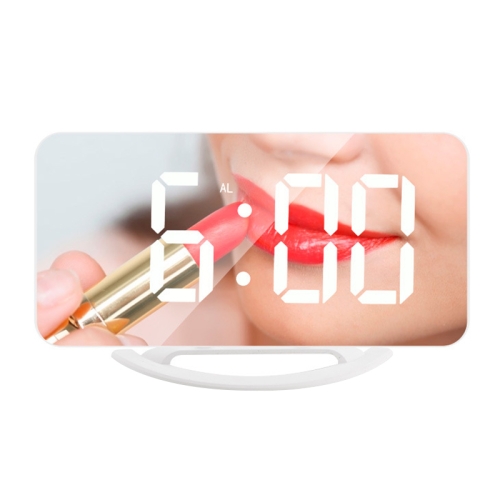 TS-8201-W Multifunctional LED Makeup Mirror Desk Clock Automatic Photosensitive Electronic Alarm (White)