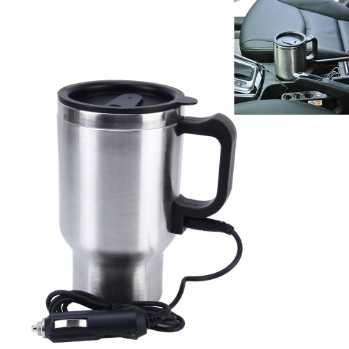 Stainless Steel Electric Smart Mug 12V Car Electric Kettle Heated Mug Car Coffee Cup With Charger Cigarette Lighter Heating Cup Kettle Vacuum Insulated Water Heater Mug