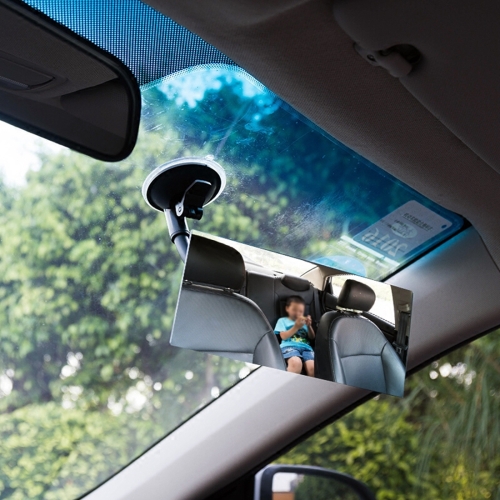 360 Degree Car Adjustable Interior Windshield Rectangular Blind Spot Mirror with Suck Cup Holder
