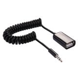 3.5mm Male to USB 2.0 Female Audio Converter Retractable Coiled Cable for Car MP3 Speaker U Disk