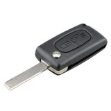 For PEUGEOT Car Keys Replacement 2 Buttons Square Car Key Case with Grooved and Holder