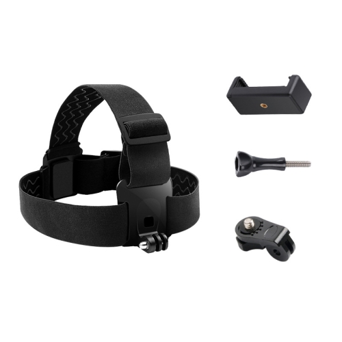Elastic Mount Belt Adjustable Head Strap with Phone Clamp & Screw & S-type Adapter for GoPro HERO9 Black /8 /7 /6 /5