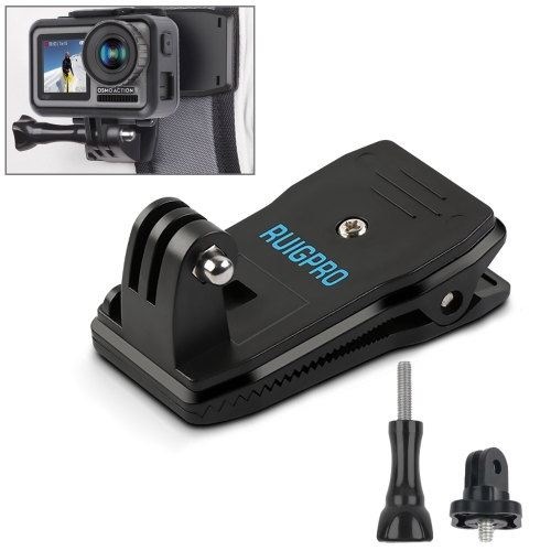 RUIGPRO 360 Degree Rotation Backpack Rec-Mounts Clip Clamp Mount with Screw for GoPro HERO9 Black / HERO8 Black /7 /6 /5 /5 Session /4 Session /4 /3+ /3 /2 /1