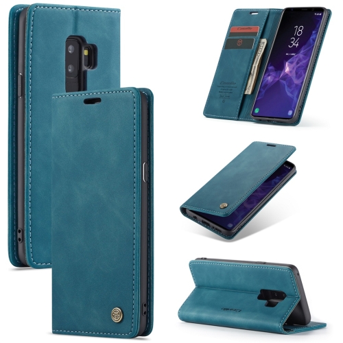 CaseMe-013 Multifunctional Retro Frosted Horizontal Flip Leather Case with Card Slot & Holder & Wallet for Galaxy S9 Plus(Blue)