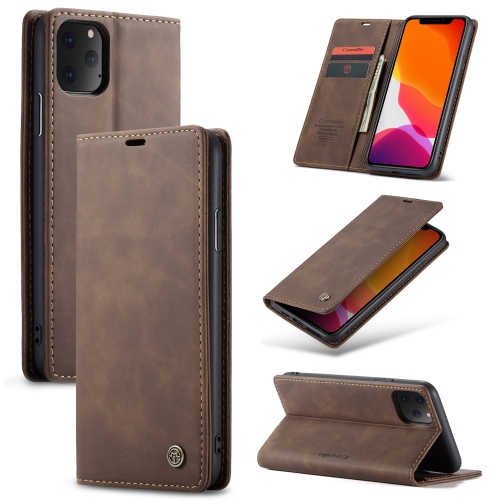 CaseMe-013 Multifunctional Horizontal Flip Leather Case with Card Slot & Holder & Wallet for iPhone 11 Pro(coffee)