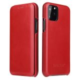 Fierre Shann Business Magnetic Horizontal Flip Genuine Leather Case For iPhone 11(Red)