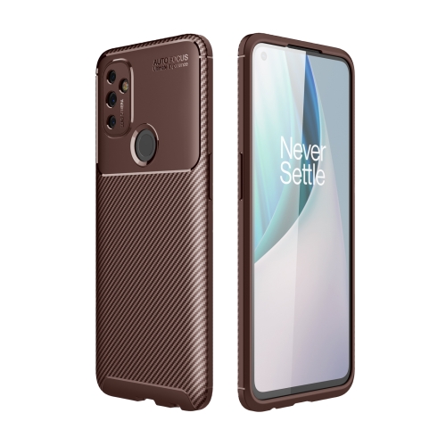 For OnePlus Nord N100 Carbon Fiber Texture Shockproof TPU Case(Brown)