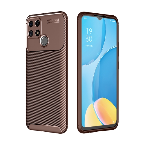 For OPPO A15 Carbon Fiber Texture Shockproof TPU Case(Brown)