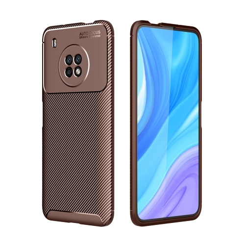 For Huawei Y9a Carbon Fiber Texture Shockproof TPU Case(Brown)