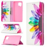 For Samsung Galaxy A42 5G Colored Drawing Pattern Invisible Magnetic Horizontal Flip PU Leather Case with Holder & Card Slots & Wallet(Sun Flower)