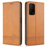 For Xiaomi Mi 10T / 10T Pro / Redmi K30s AZNS Magnetic Calf Texture Horizontal Flip Leather Case with Card Slots & Holder & Wallet(Light Brown)