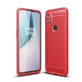 For OnePlus Nord N10 5G Brushed Texture Carbon Fiber TPU Case(Red)