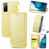 Blooming Mandala Embossed Pattern Magnetic Horizontal Flip Leather Case with Holder & Card Slots & Wallet For Samsung Galaxy S20 FE(Yellow)