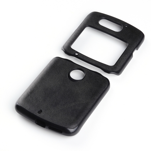 For Motorola Moto Razr 5G Two-color Cowhide Texture Top-grain Leather Shockproof Protective Case(Black)