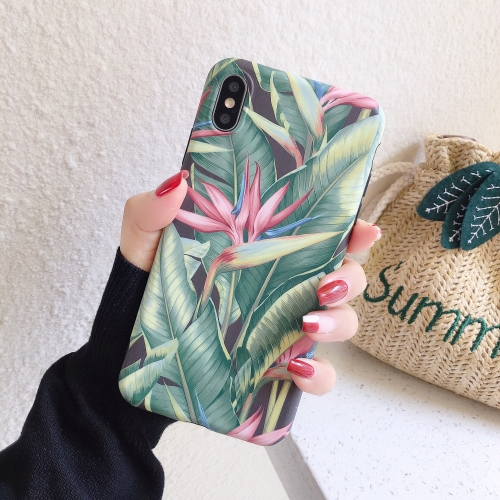 Painted IMD Matte TPU Phone Protective Case For iPhone X / XS(Banana Leaf)