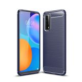 For Huawei P Smart 2021 Brushed Texture Carbon Fiber TPU Case(Navy Blue)