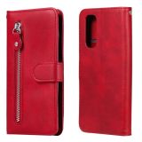 For OPPO Realme 7 Fashion Calf Texture Zipper Horizontal Flip Leather Case with Holder & Card Slots & Wallet(Red)