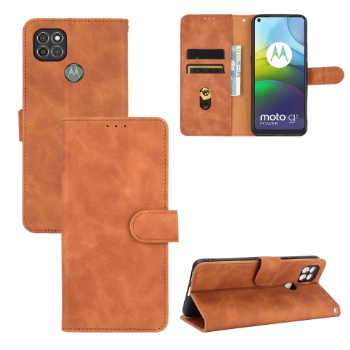 For Motorola Moto G9 Power Solid Color Skin Feel Magnetic Buckle Horizontal Flip Calf Texture PU Leather Case with Holder & Card Slots & Wallet(Brown)