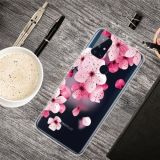 For OnePlus Nord N100 Colored Drawing Clear TPU Protective Cases(Cherry Blossoms)