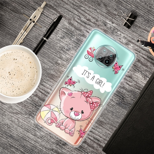 For Xiaomi Mi 10T Lite 5G Shockproof Painted Transparent TPU Protective Case(Cute Cat)