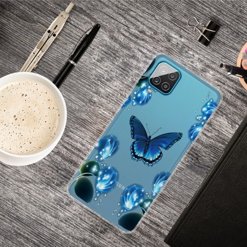 For Samsung Galaxy A12 Shockproof Painted Transparent TPU Protective Case(Dream Butterfly)
