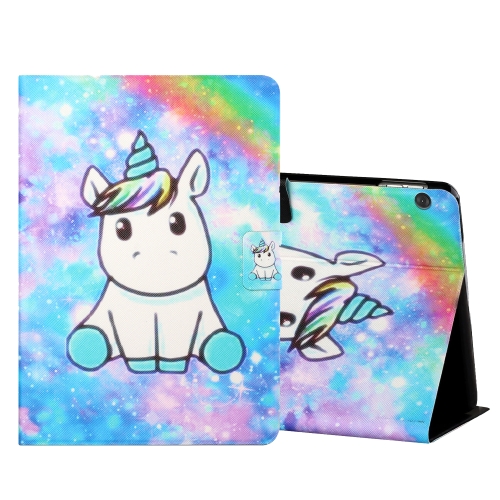 For Lenovo Tab M10 X605F X505 Colored Drawing Horizontal Flip Leather Case with Holder & Card Slots & Sleep / Wake-up Function(Unicorn)