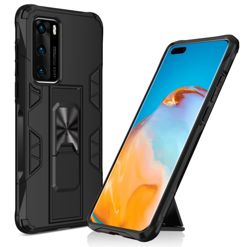 For Huawei P40 Shockproof TPU + PC Magnetic Protective Case with Holder(Black)