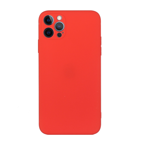 Straight Edge Solid Color TPU Shockproof Case For iPhone 12 Pro(Red)