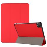 3-folding Skin Texture Horizontal Flip TPU + PU Leather Case with Holder For iPad Air (2020) 10.9 (Red)