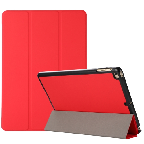 3-folding Skin Texture Horizontal Flip TPU + PU Leather Case with Holder For iPad 9.7 (2018) / 9.7 (2017) / air / air2(Red)