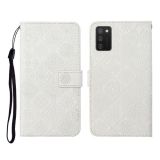 For Samsung Galaxy A02s (US Version) Ethnic Style Embossed Pattern Horizontal Flip Leather Case with Holder & Card Slots & Wallet & Lanyard(White)