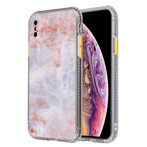 Coloured Glaze Marble TPU + PC Protective Case For iPhone XR(Orange)