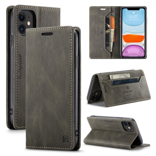 AutSpace A01 Retro Skin-feel Crazy Horse Texture Horizontal Flip Leather Case with Holder & Card Slots & Wallet & RFID For iPhone 11 Pro(Coffee)