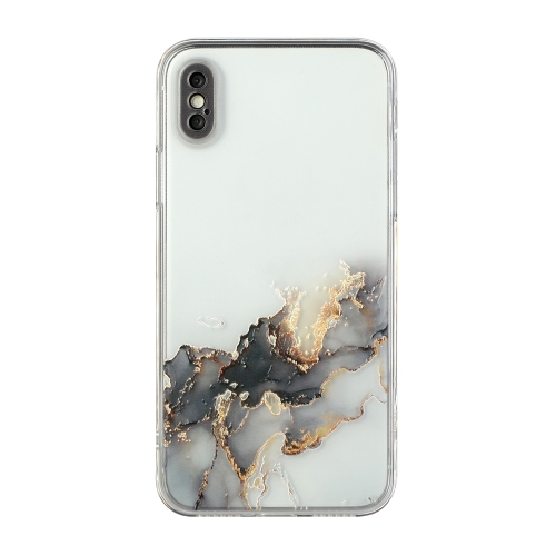 Hollow Marble Pattern TPU Straight Edge Fine Hole Protective Case For iPhone XS Max(Black)