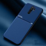 For Xiaomi Redmi 9 Classic Tilt Strip Grain Magnetic Shockproof PC + TPU Case(Blue)