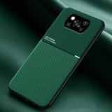 For Xiaomi Poco X3 NFC Classic Tilt Strip Grain Magnetic Shockproof PC + TPU Case(Green)