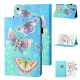 For Samsung Galaxy Tab A 8.0 (2019) T290/T295 Coloured Drawing Stitching Horizontal Flip Leather Case with Holder & Card Slot (Colorful Butterflies)