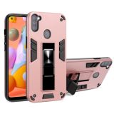For Samsung Galaxy A11 2 in 1 PC + TPU Shockproof Protective Case with Invisible Holder(Rose Gold)