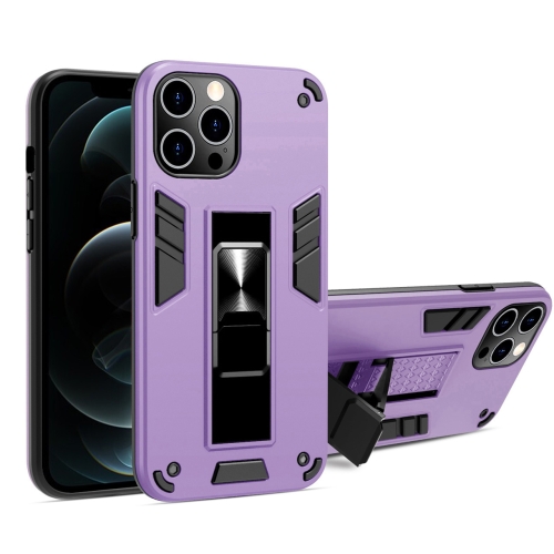 2 in 1 PC + TPU Shockproof Protective Case with Invisible Holder For iPhone 12 Pro Max(Purple)