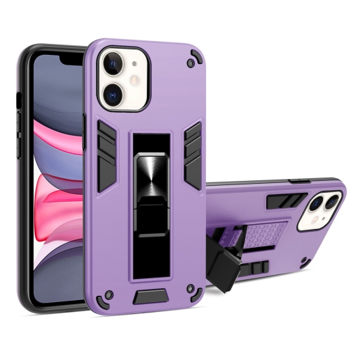 2 in 1 PC + TPU Shockproof Protective Case with Invisible Holder For iPhone 11(Purple)