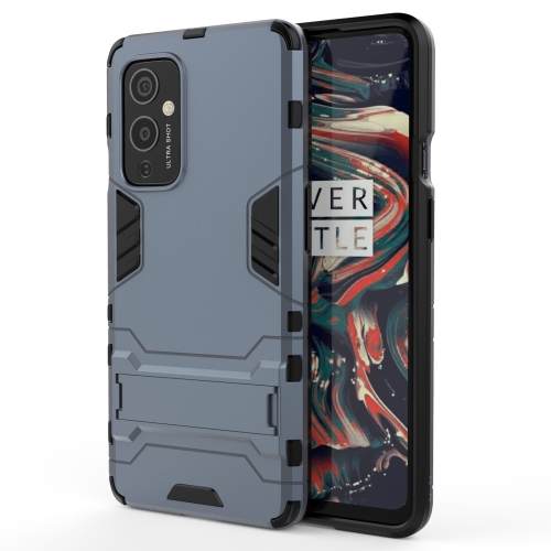 For OnePlus 9 PC + TPU Shockproof Protective Case with Holder(Navy Blue)