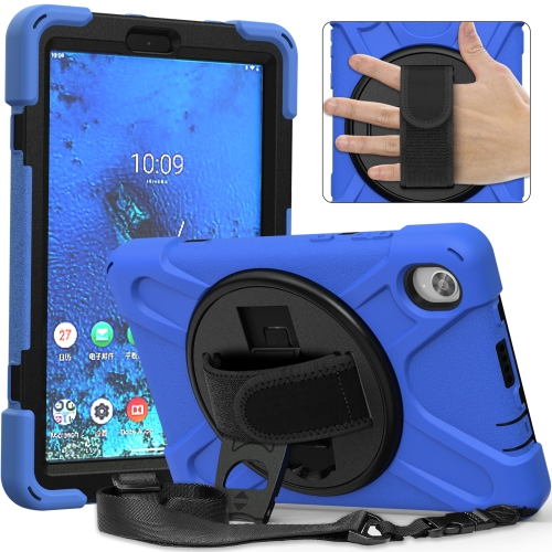 For Lenovo Tab M8 (2020) TB-8705F 8.0 inch Shockproof Colorful Silicone + PC Protective Case with Holder & Shoulder Strap & Hand Strap(Blue)