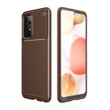 For Samsung Galaxy A52 5G / 4G Carbon Fiber Texture Shockproof TPU Case(Brown)