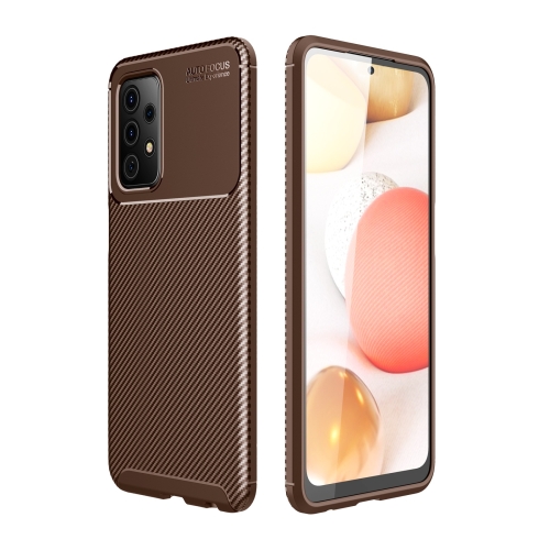 For Samsung Galaxy A72 5G / 4G Carbon Fiber Texture Shockproof TPU Case(Brown)