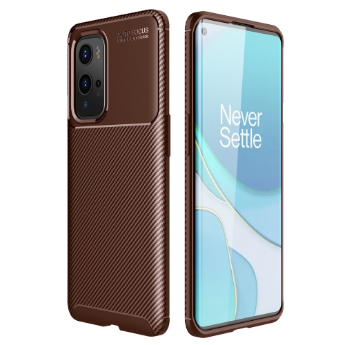 For OnePlus 9 Pro Carbon Fiber Texture Shockproof TPU Case(Brown)
