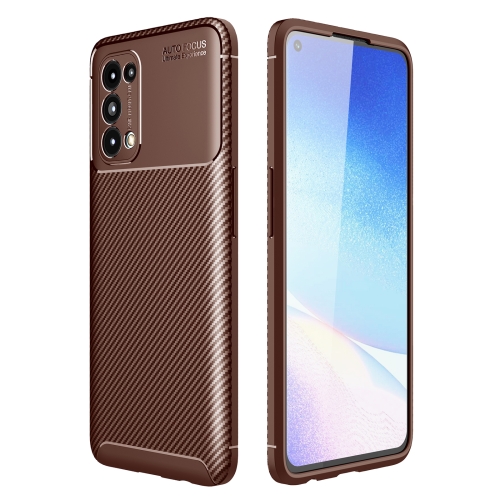 For OPPO Reno5 5G Carbon Fiber Texture Shockproof TPU Case(Brown)