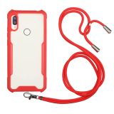 For Samsung Galaxy A10s / M10s Acrylic + Color TPU Shockproof Case with Neck Lanyard(Red)